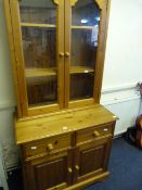 Pine Display Cabinet over Sideboard