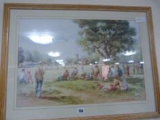 Framed Print by Douglas West Entitled Sunday Cricket