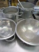 Assorted Stainless Steel Coulinders & Aluminium Pans