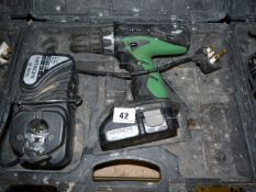 Hitachi 18 Volt Cordless Drill with Charger in Carry Case