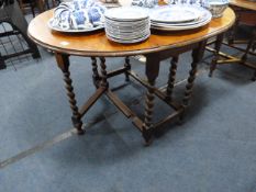 Oak Drop Leaf Table on Barley Twist Legs