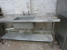 Stainless Steel Sink Unit with Double Drainer - Undershelf & Lever Taps