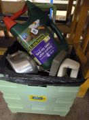 Box Containing Aluminium Kettle - Lawn Feed - Dust Buster etc