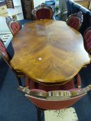 Italian Style Inlaid Dining Room Table & 6 Chairs
