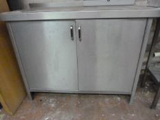 Stainless steel Floor Standing Cupboard & Work Surface  Enclosed by Double Doors