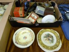 Box containing Cigarette Cards - Bakerlite Table Lamp etc