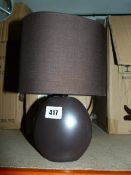 2 Brown Ceramic Table Lamps with Shades