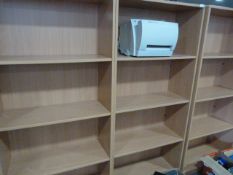 3 Open Bookcases in Light Beech Finish