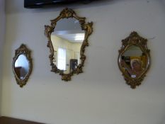 Set of 3 Gilt Framed Wall Mirrors