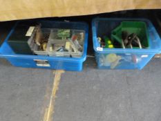 2 Boxes containing Nails - Screws - Garden Equipment etc