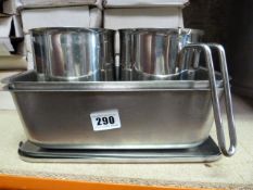 2 Stainless Steel Measuring Jugs & 2 Bain Marie Inserts with Lids