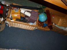4 Boxes of Bric-a-Brac including Foot Pumps - Microscope Set - Globe etc
