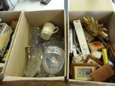 2 Boxes of Bric-a-Brac including Cut Glassware - Clocks - Mirrors etc