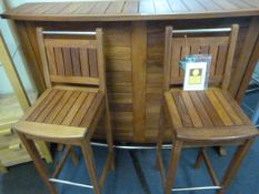 Teak Patio Bar Set Comprising of Bar & 2 Stools