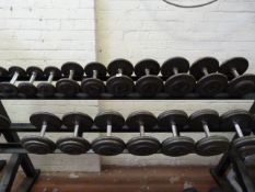 10 Pairs of Ivanko Free Weights 2.5lbs-50lbs Mounted on 2 Tier Rack