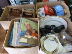 4 Boxes of Bric-a-Brac including China - Glassware - Childrens Books etc