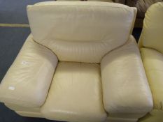 Cream Leatherette Single Easy Chair