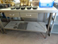 Stainless Steel Preparation Table with Undershelf & 2 Drawers
