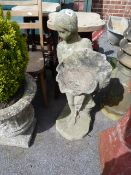 Concrete Garden Bird Bath in The Figure of A Lady