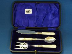 Cased Silver Knife - Fork & Spoon Set