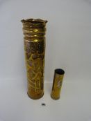 2 Brass Trench Art Shells