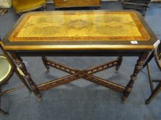 Victorian Burr Walnut & Ebony Fold-Over Card Table