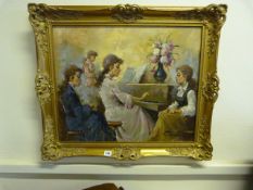 Gilt Framed Oil Painting Entitled The Piano Recital