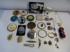 Tray of Collectable Powder Compacts - Costume Jewellery etc