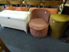 Lloyd Loom Type Linen Basket - Ottoman etc