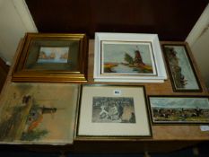 2 Framed Oil Paintings - Unframed Oil & Assorted Prints