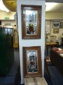 Pair of Oak Framed Picture Mirrors
