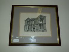 Framed Ink Drawing by Gary Sargent Entitled a Cottingham House