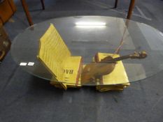 Music Themed Glass Top Table