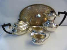 Silver Plated Tea Service & Gallery Tray