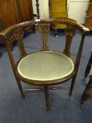 Edwardian Mahogany Inlaid Tub Chair