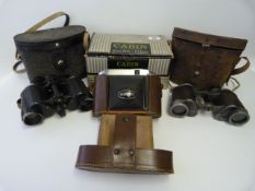Slide Projector - Camera & 2 Pairs of Cased Binoculars