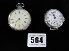 Silver Pocket Watch & Gent's Silver Wrist Watch