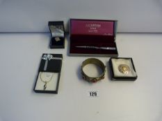 Bangle - Silver Brooch - Silver Pendant & Boxed Mackintosh Pen