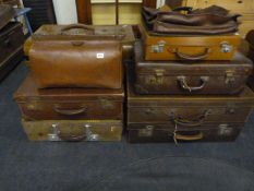 Collection of 8 Assorted Vintage Suitcases