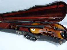 Vintage Violin with Bow in Case