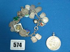 Silver Half Dollar & Silver Charm Bracelet