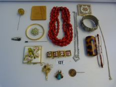 Tray of Costume Jewellery - Compacts etc