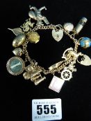 9ct Gold Charm Bracelet Weighing Approximately 32gms