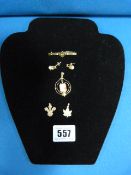 Selection of 9ct & 15ct Pendants - Tie Pins - Earrings etc