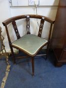 2 Edwardian Mahogany Upholstered Corner Chairs