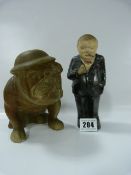 Winston Churchill Figurine & British Bulldog with Tommy Helmet
