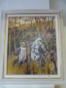 Oil on Canvas Entitled Picking Flowers