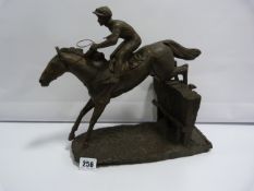 Horse Racing Figurine Entitled Over The Last