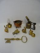 Collection of Brass & Copperwares  to include Blow Lamp - Large Key - Soup Couldron etc