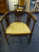Edwardian Mahogany Inlaid Tub Chair